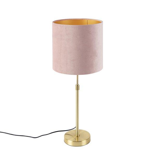 Asztali lámpa arany / sárgaréz, rózsaszín bársony árnyalattal, 25 cm -
Parte
