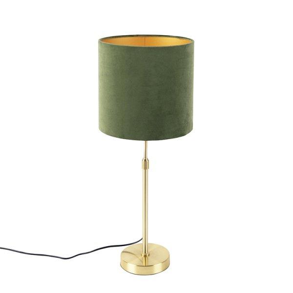 Asztali lámpa arany / sárgaréz, velúr árnyalatú zöld, 25 cm - Parte