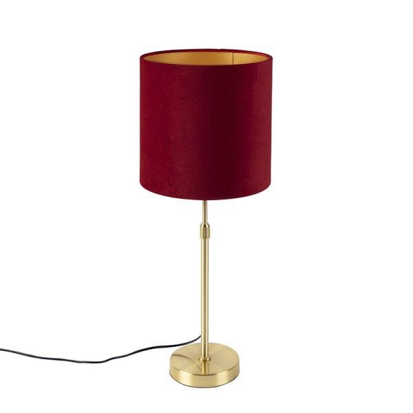 Asztali lámpa arany / sárgaréz, vörös bársony árnyalattal 25 cm - Parte