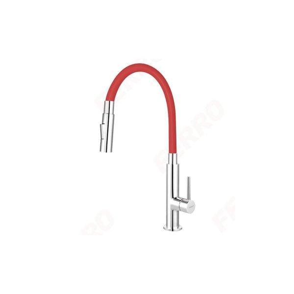 Ferro Zumba Slim BZA43R piros csaptelep flexibilis zuhanyváltós
kifolyócsővel