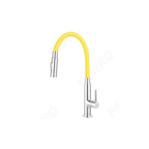Ferro Zumba Slim BZA43C sárga csaptelep flexibilis zuhanyváltós
kifolyócsővel