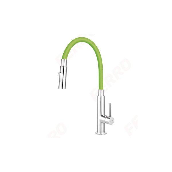 Ferro Zumba Slim BZA43G zöld csaptelep flexibilis zuhanyváltós
kifolyócsővel
