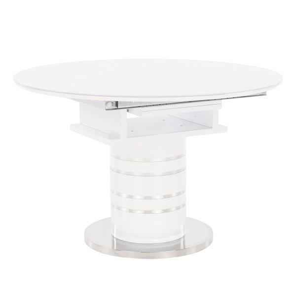Étkezőasztal kinyitható, fehér magas fény HG,
átmérő 120x75 cm, ZAMON