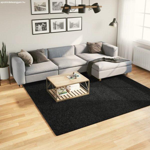PAMPLONA fekete magas szálú bolyhos modern szőnyeg 240 x 240 cm