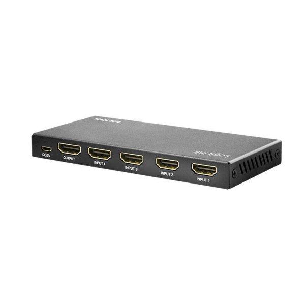 LogiLink HDMI kapcsoló, 4x1 port, 4K/60 Hz, HDCP, HDR, CEC, RC