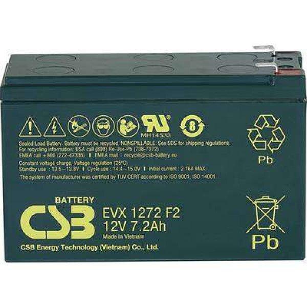 CSB Battery EVX 1272 EVX1272F2 Ólomakku 12 V 7.2 Ah Ólom-vlies (AGM) (Sz x Ma
x Mé) 151 x 99 x 65 mm 6,35 mm-es laposérintkezős dugó ...