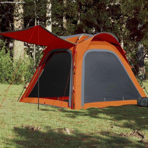 vidaXL 185T Taffeta 4-személyes szürke-narancs sátor 240x221x160 cm