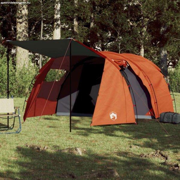 vidaXL 185T Taffeta 4-személyes szürke-narancs sátor 420x260x153 cm