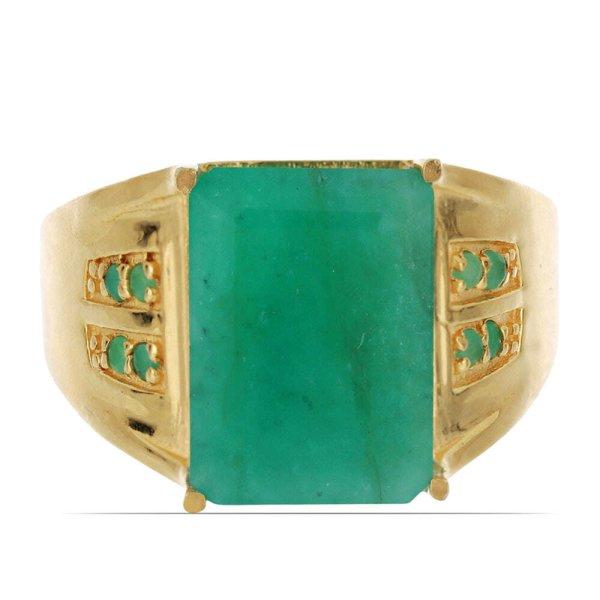 Arannyal Bevont Ezüst Gyűrű Brazil Smaragddal, Méret: 59-58