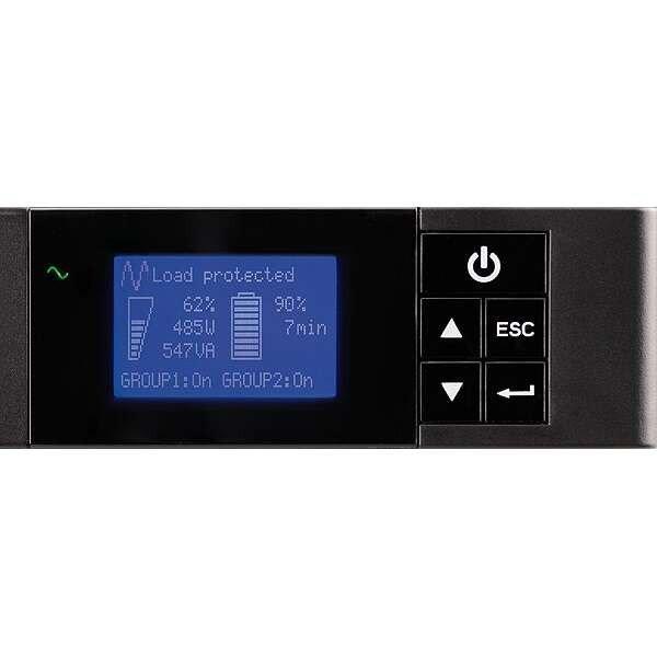 EATON szünetmentes 650VA, 5P650IR (4x C13 kimenet, vonali-interaktív, LCD,
USB, Rack 1U)