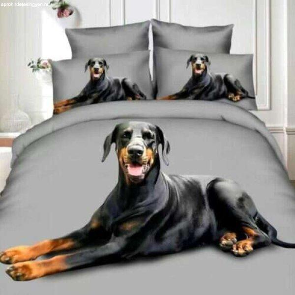 pamut ágynemű dobermann kutya szürke