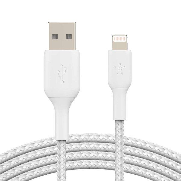 Belkin BOOST CHARGE USB-A to Lightning Cable, Braided - 3M - White