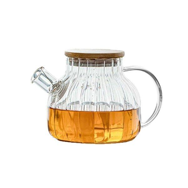 Teáskanna, Quasar & Co.®, tea/kávétároló szűrővel és fedéllel, 950 ml,
boroszilikát/bambuszüveg, átlátszó