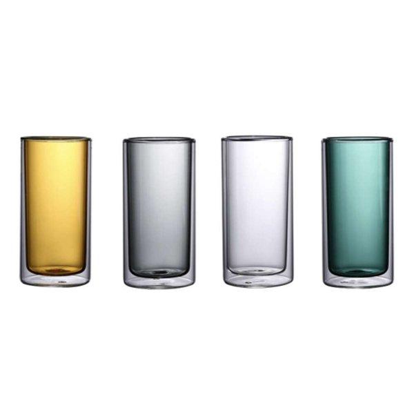 Quasar & Co.®, 4 duplafalú pohárkészlet, hőálló üveg, 250 ml, d 6,5 ®
cm, h 13 cm, többszínű