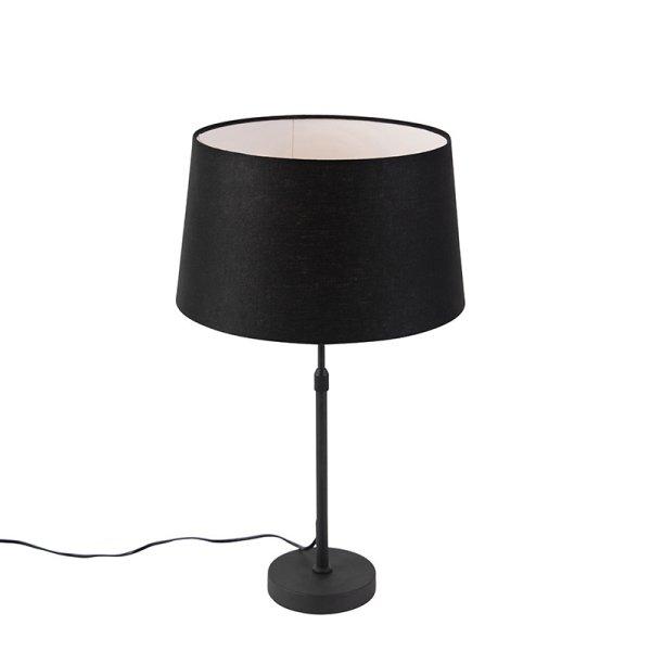 Asztali lámpa fekete, fekete vászon árnyalattal 35 cm állítható - Parte