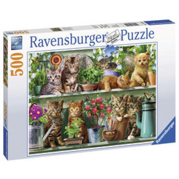 Ravensburger Puzzle 500 db - Cicák a polcon