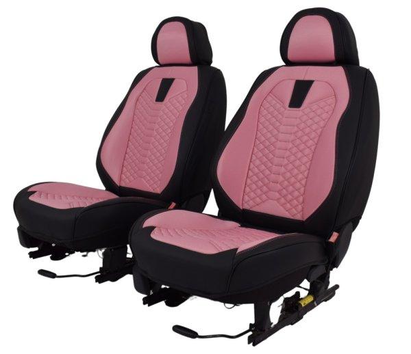 Daewoo Tico Méretezett Üléshuzat -Vénusz Bőr/Szövet -Rózsaszín/Fekete- 2
Első Ülésre