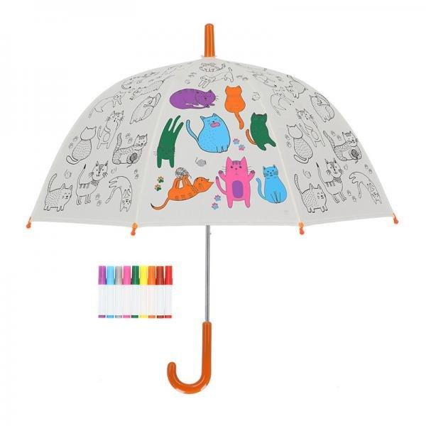 Kifesthető cicás gyerek esernyő, filctollakkal KG278
