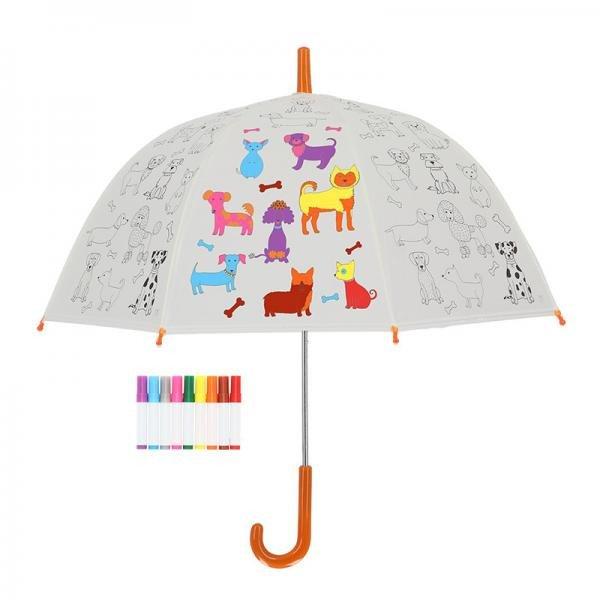 Kifesthető kutyás gyerek esernyő, filctollakkal KG279