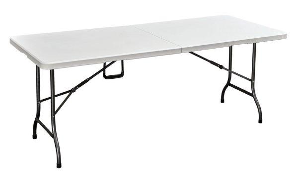 összecsukható, hordozható műanyag asztal,180 cm - fehér