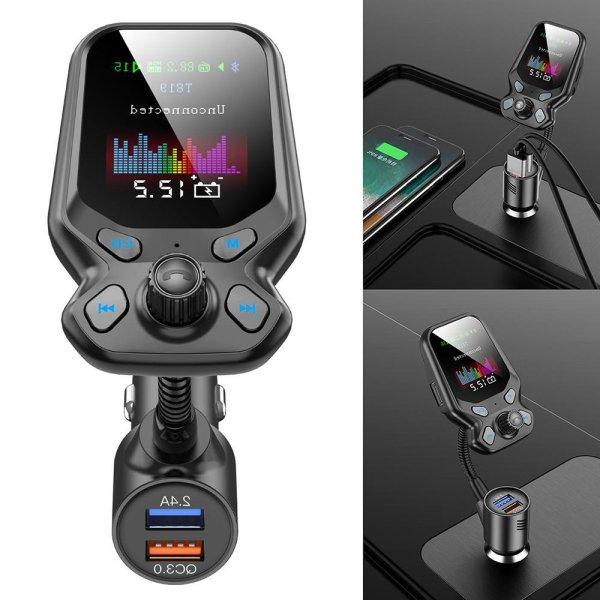 Bluetooth FM transzmitter, autós töltő LCD kijelzővel -
zenelejátszás, hívások kezelésére,
beépített mikrofonnal T819 (BBV)