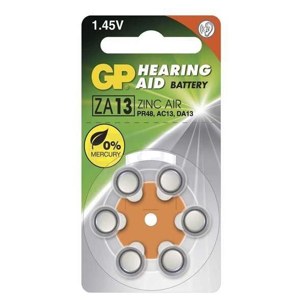 Alkáli gombelem GP typ ZA13, hallókészülékbe, 6 db