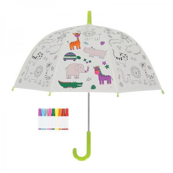 Kifesthető vadon élő állatos gyerek esernyő, filctollakkal KG281