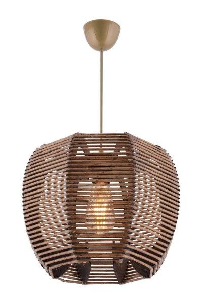 Mennyezeti lámpa, fa és bambusz utánzat búrával, állítható kábellel,
barna - POLKA - Butopêa