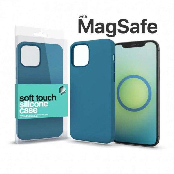 MagSafe rögzítésű Soft Touch Szilikon tok Iphone 14 Pro Max készülékhez -
viharkék