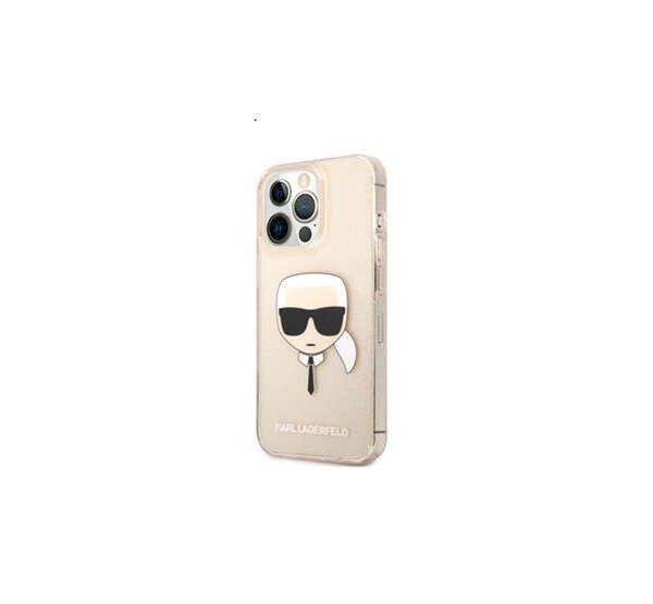 Karl Lagerfeld Head Full Glitter szilikon hátlap tok iPhone 13 Pro, arany