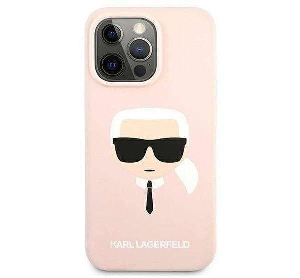 Karl Lagerfeld Head Liquid szilikon hátlap tok iPhone 13 Pro, rózsaszín