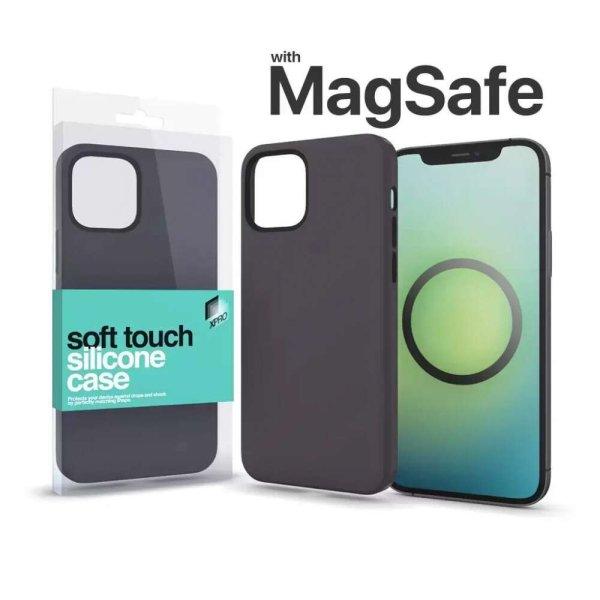 MagSafe rögzítésű Soft Touch Szilikon tok Iphone 15 Pro Max készülékhez -
éjfekete