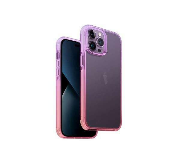 Uniq Combat Duo iPhone 14 Pro Max, szilikon tok, lila/rózsaszín