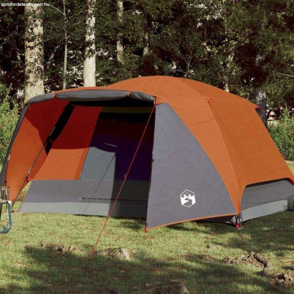vidaXL 190T Taffeta 6-személyes szürke-narancs sátor 412x370x190 cm