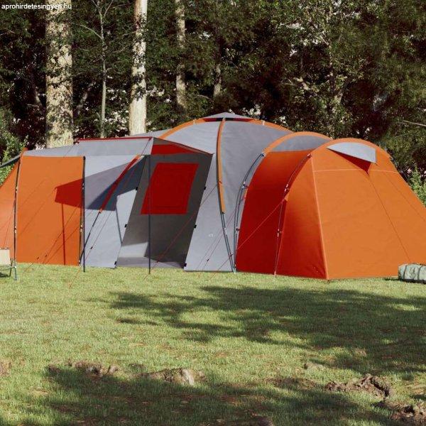 vidaXL 185T Taffeta 12-személyes szürke-narancs sátor 840x720x200 cm