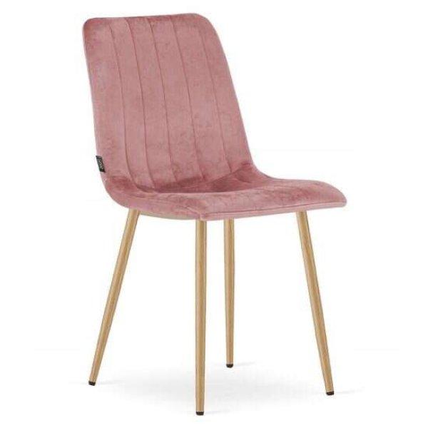 Konyha/nappali szék, Artool, Lava, bársony, fa, rózsaszín, 43x51x90 cm
