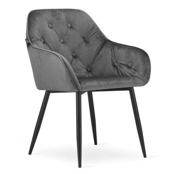 Konyha/nappali szék, Artool, Forio, bársony, fém, szürke és fekete,
61x55.5x81 cm