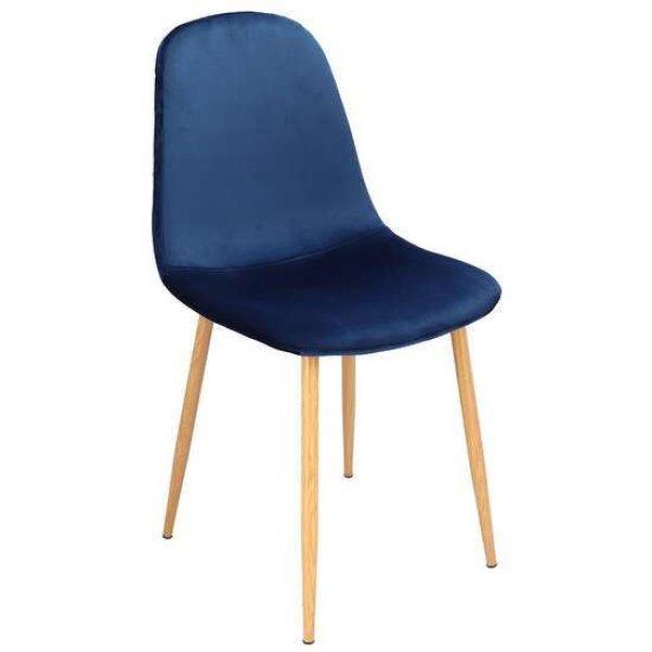 Konyha/nappali szék, bársony, varrási minta a háton, sötétkék, max 100
kg, 44x52x85 cm, Vigo