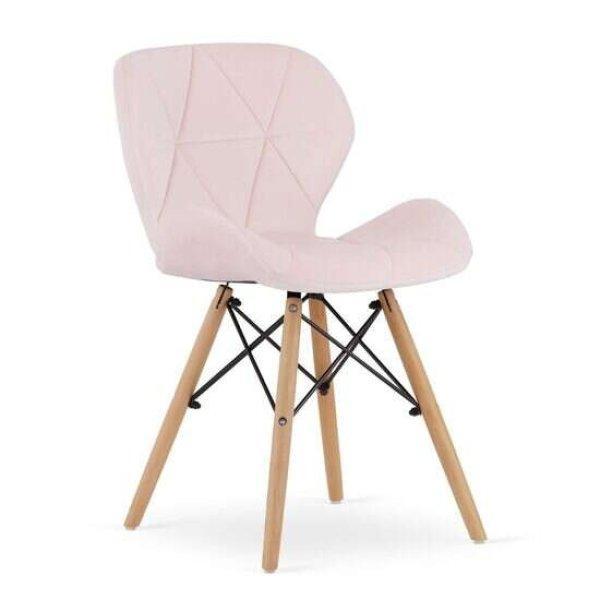 Skandináv stílusú szék, Artool, Lago, bársony, fa, rózsaszín, 48x43x74 cm