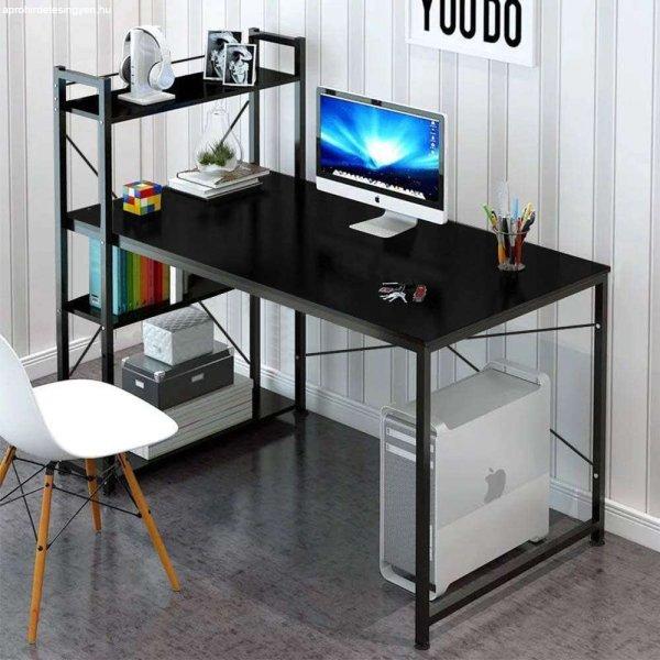 Íróasztal, számítógépasztal, polccal - Fekete