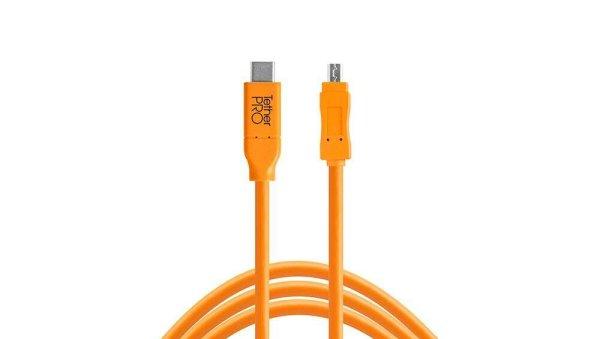 Tether Tools TetherPro USB-C -> USB 2.0 Mini-B 4.6m adatkábel narancssárga
(CUC2615-ORG)