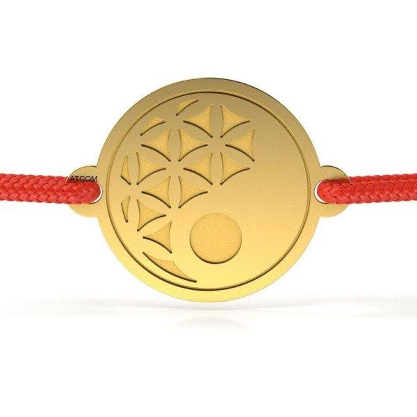 Sárga arany karkötő hagyományos Yin és Yang zsinórral