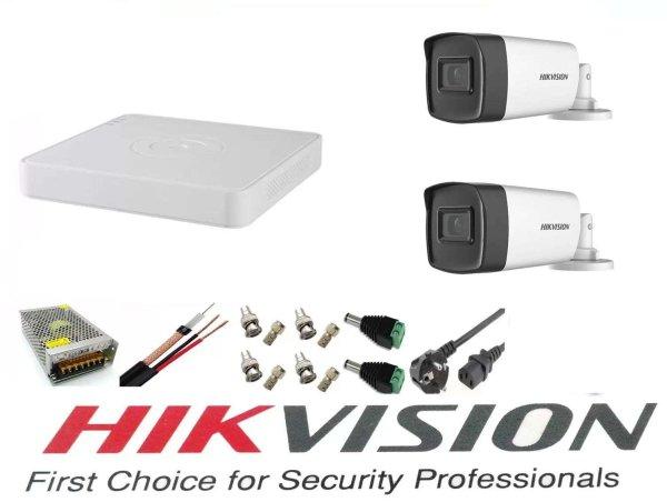 Videó megfigyelő rendszer Hikvision 2 kamerák 5MP Turbo HD IR 40 M 4
csatornás Hikvision DVR teljes tartozékokkal, internet
