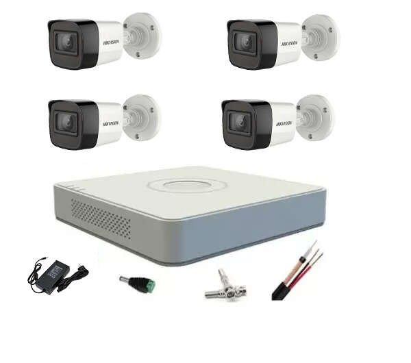 Professzionális CCTV rendszer Hikvision 4 kamerák 5MP Turbo HD IR 20m