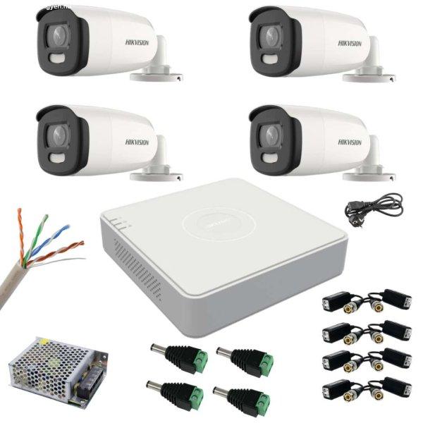 Hikvision megfigyelő rendszer 4 kamera 5MP ColorVu, Színes éjszakai 40m, DVR
4 csatornás 5MP, tartozékokkal
