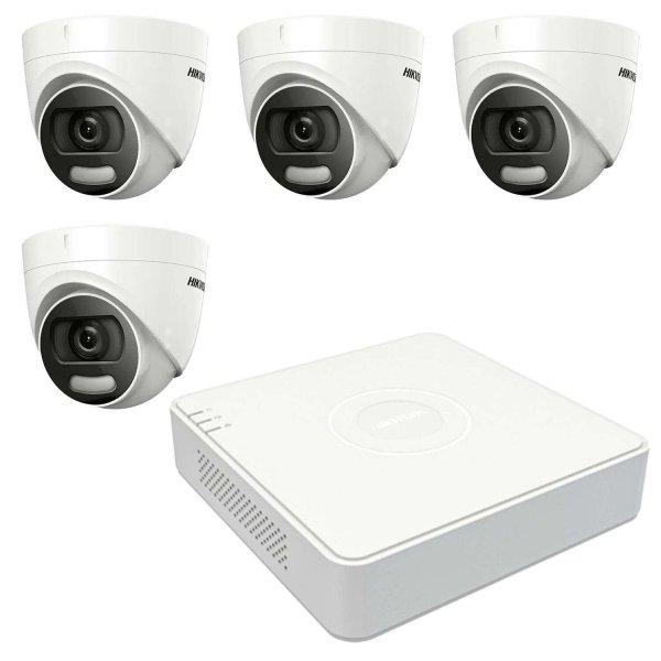Hikvision CCTV rendszer 4 beltéri kamera 5MP ColorVU, fehér fény 20m, DVR 4
csatornás TurboHD