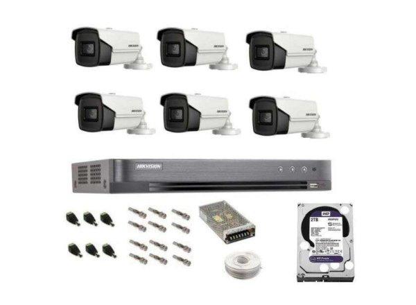 Teljes professzionális CCTV rendszer Hikvision 6 kamera IR60m, 8 csatorna Turbo
HD DVR, 4K felvétel, HDD 2 TB, 100 m CCTV kábel, megtekintés telefonon