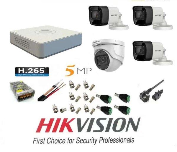 Hikvision videomegfigyelő rendszer: 4 kamera, 5MP kamera, 3 kültéri Turbo HD
IR 80 M, 1 beltéri IR 20m teljes tartozékokkal