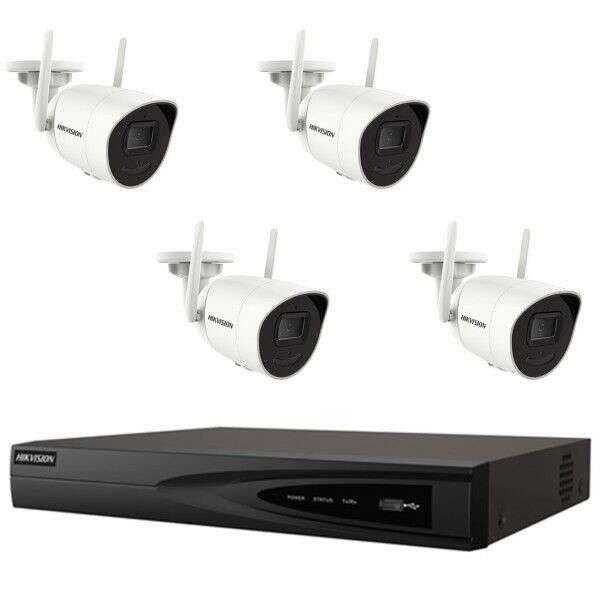 Vezeték nélküli CCTV rendszer 4 Hikvision 4MP kamerával, 30m IR, 2,8 mm-es
objektív, 4 csatornás NVR