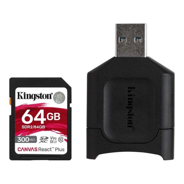 Kingston 64GB Canvas React Plus SDXC UHS-I CL10 memóriakártya + Olvasó